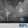 Tonight: A slight chance of showers and thunderstorms between 7pm and 10pm, then a chance of showers and thunderstorms. Mostly cloudy, with a low around 60. West wind 5 to 10 mph. Chance of precipitation is 50%. New rainfall amounts less than a tenth of an inch possible. Tonight: Slight Chance Showers And Thunderstorms then Chance Showers And Thunderstorms